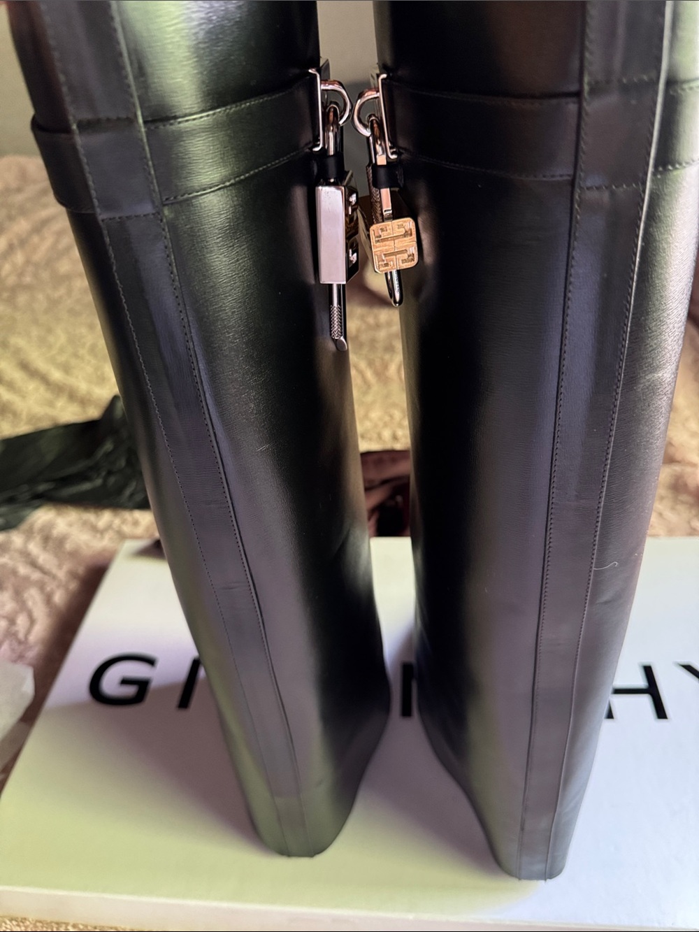 Givenchy shark lock Pant boots— Black Leather with Logo Charm. Very comfortable - Picture 12 of 17